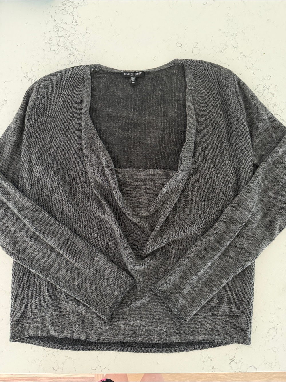Eileen Fisher Charcoal Cowl Neck Sweater Merino wool/Alpaca
